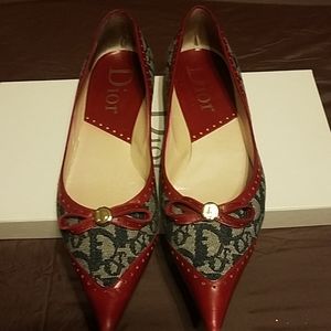 Authentic Dior red and blue flats